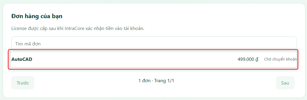 Chọn đơn hàng cần thanh toán