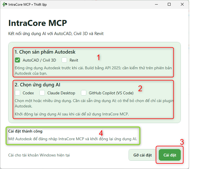 Chọn sản phẩm Autodesk và ứng dụng AI trong bộ cài