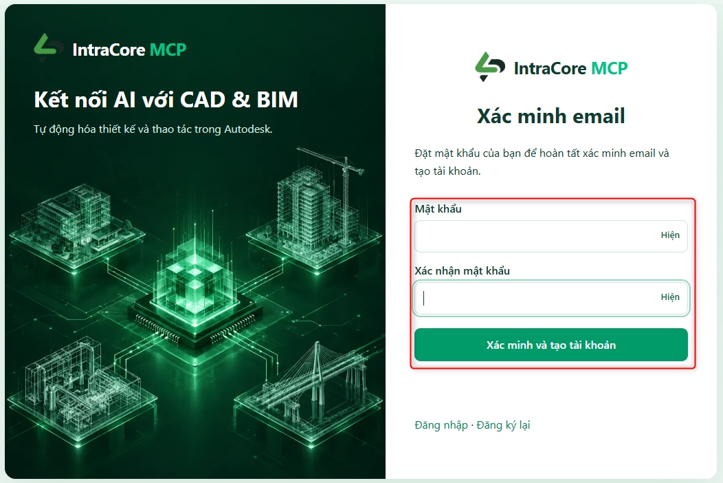 Xác minh email và thiết lập mật khẩu